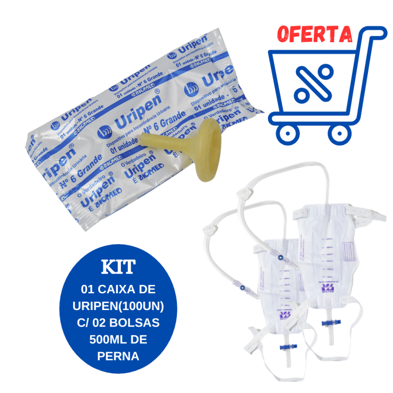 KIT - 100 URIPEN Nº6 C/02 BOLSAS DE URINA WILTEX 500ML